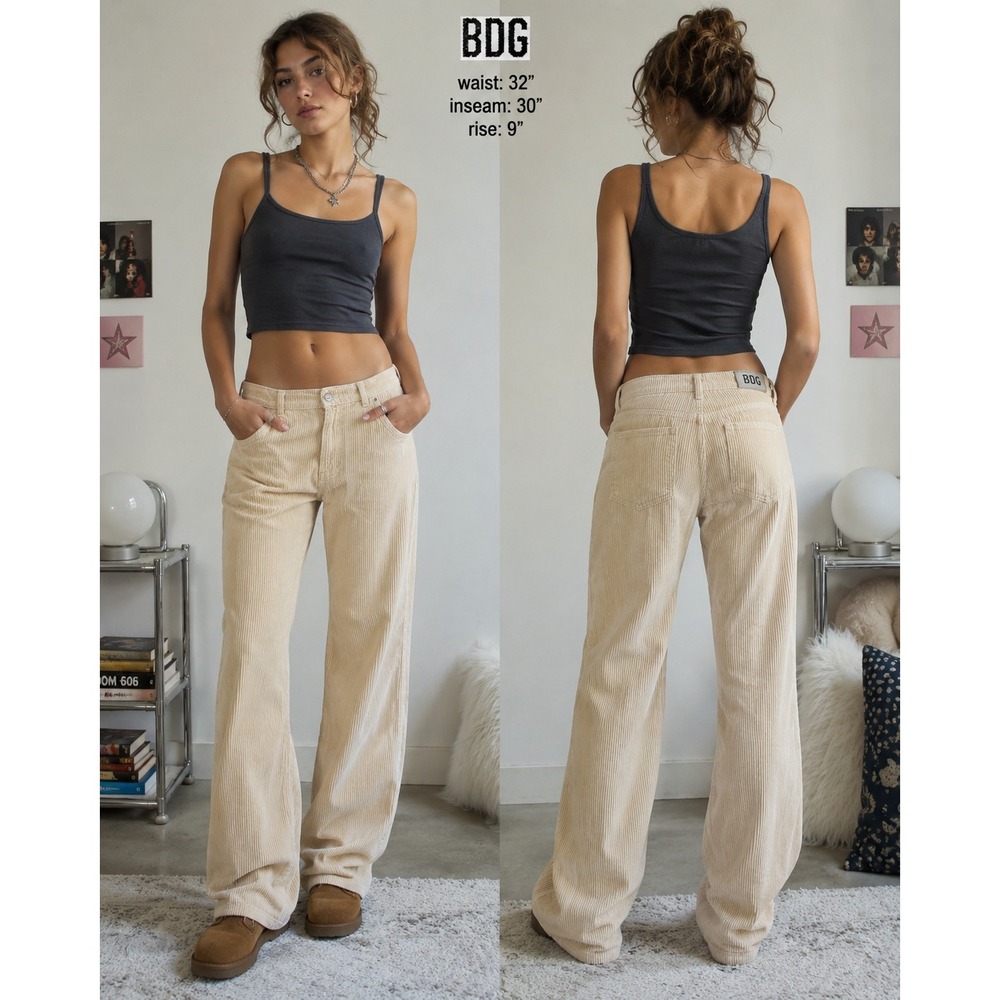 BDG Y2K Grunge Alt Revival Corduroy Pants Baggy Cotton Size 32x30 Women Retro